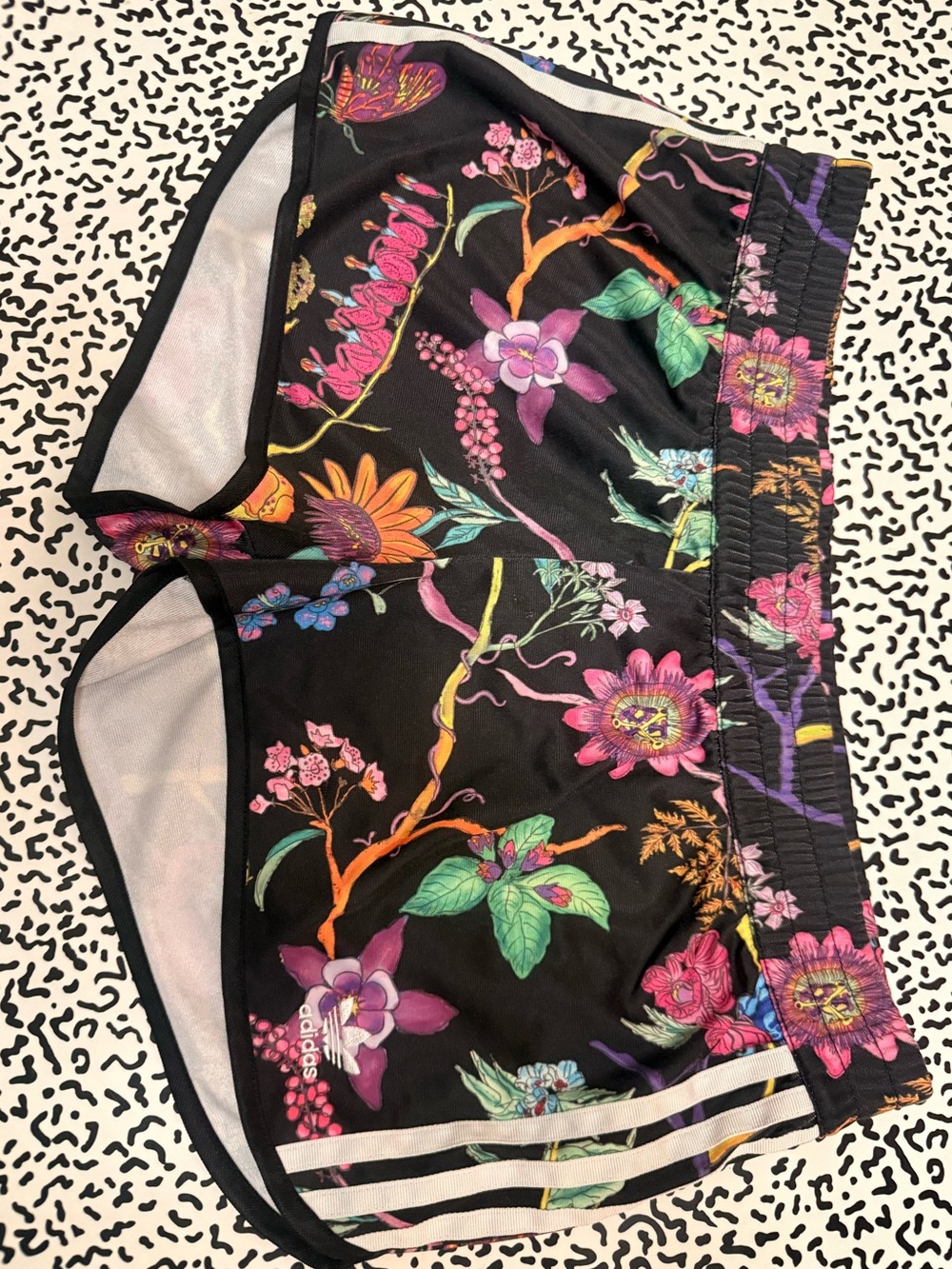 adidas Black Floral Print Running Shorts